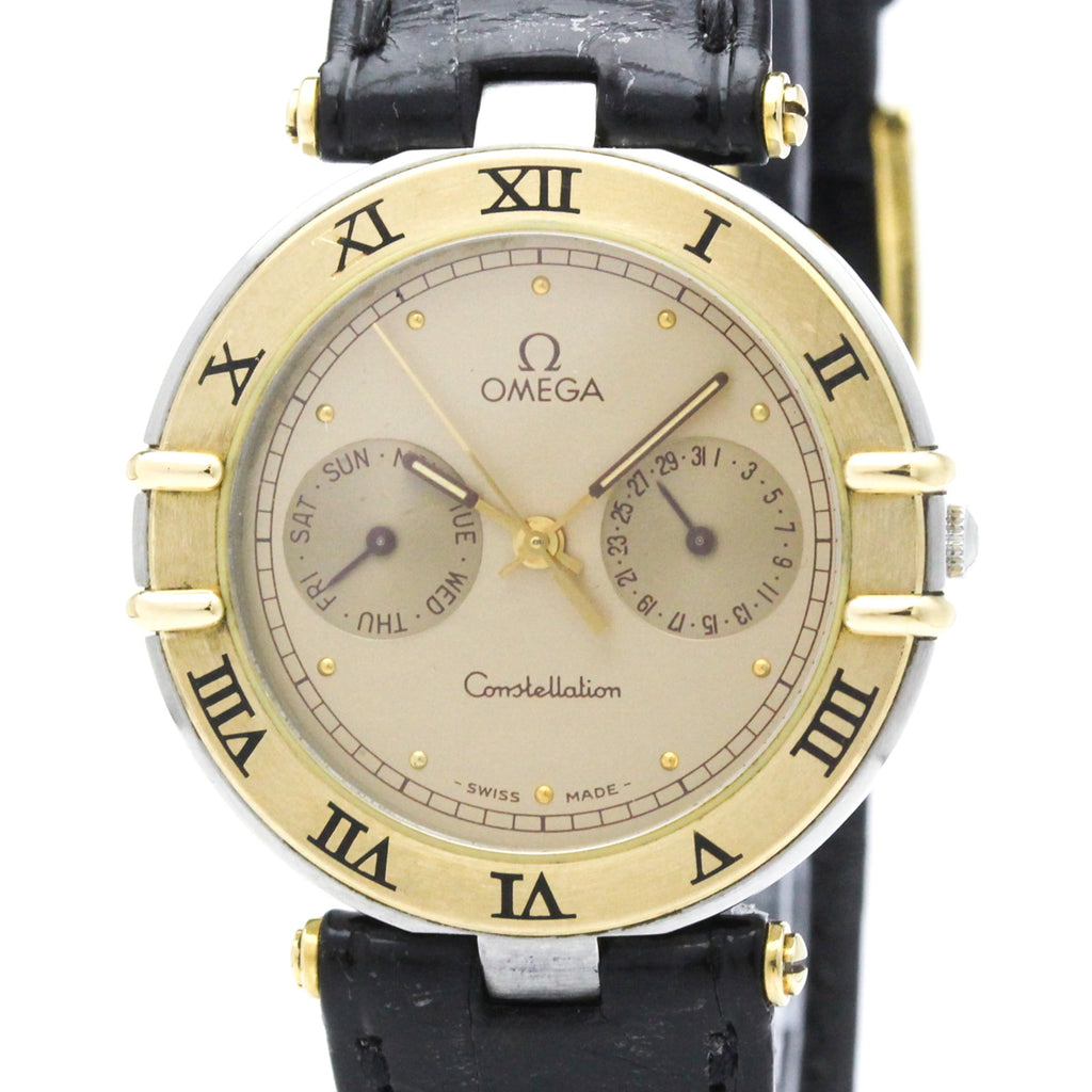 Pre-Owned OMEGA Constellation Day date 18K Gold Quartz Watch 196.1070 Polished