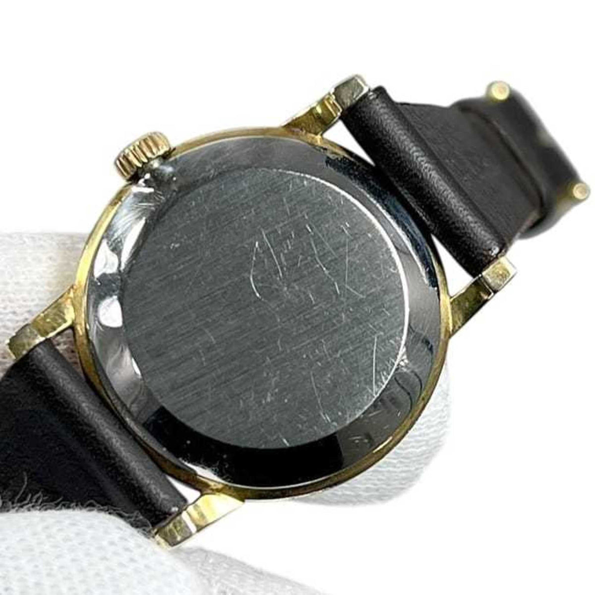 Pre-Owned Omega De Ville Watch f-25030 Gold Black Women's SS Leather Manual Winding OMEGA Dial...