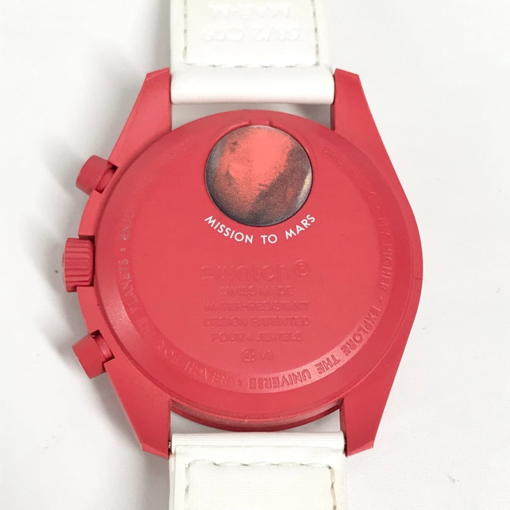 Pre-Owned OMEGA Swatch SO33R100 Omega collaboration Moon MISSION TO MARS Mars watch for women,...