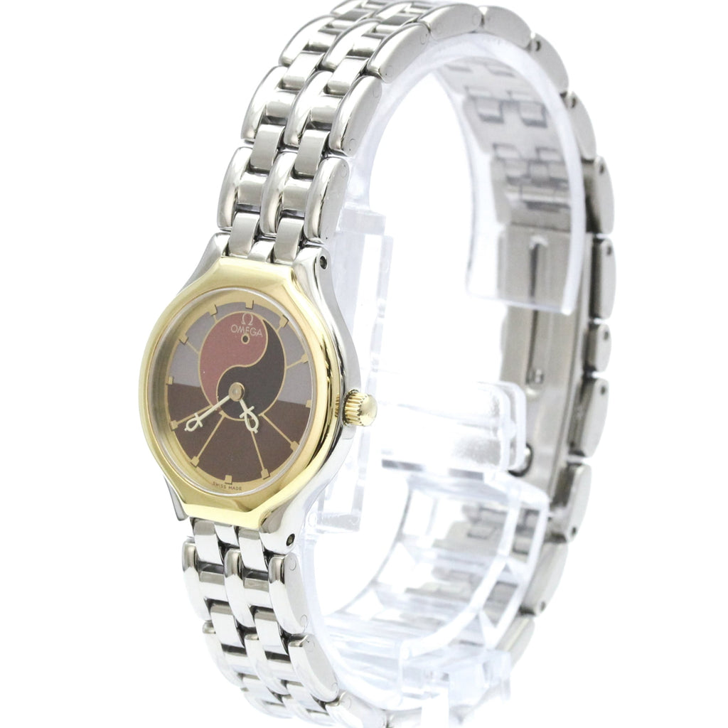 Pre-Owned OMEGA De Ville Symbol 18K Gold Steel Quartz Ladies Watch 795.0901 Polished