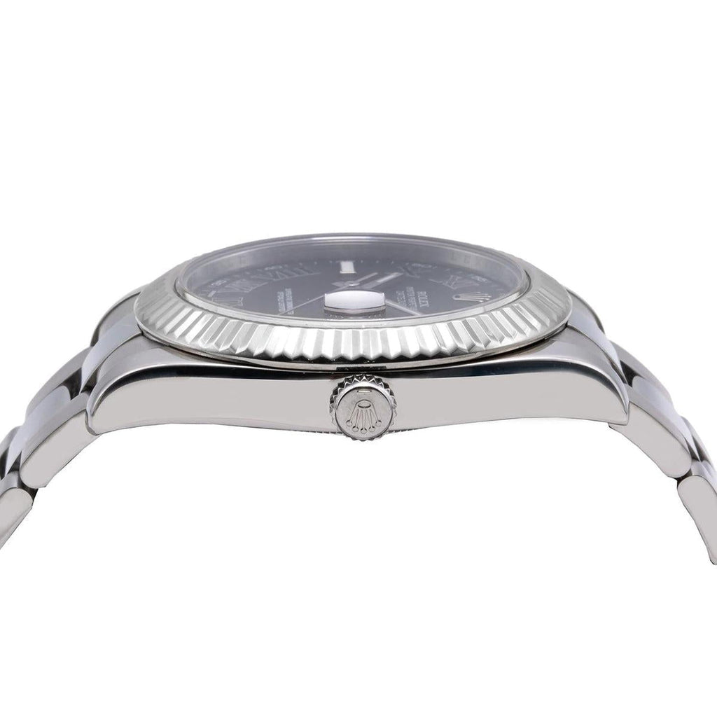 Pre-Owned Rolex Datejust 41MM 116334 Black Roman Dial Fluted Bezel Stainless Steel Oyster Bracelet