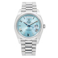 Pre-Owned Rolex Day-Date 40MM 228206 Ice Blue Roman Dial Platinum Smooth Bezel Platinum President Bracelet