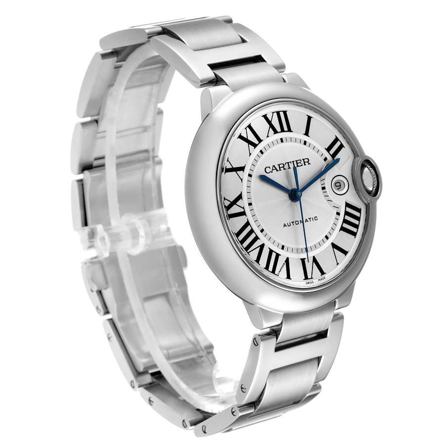 Pre-Owned Cartier Ballon Bleu 42mm W69012Z4 White Dial With Stainless Steel Bracelet