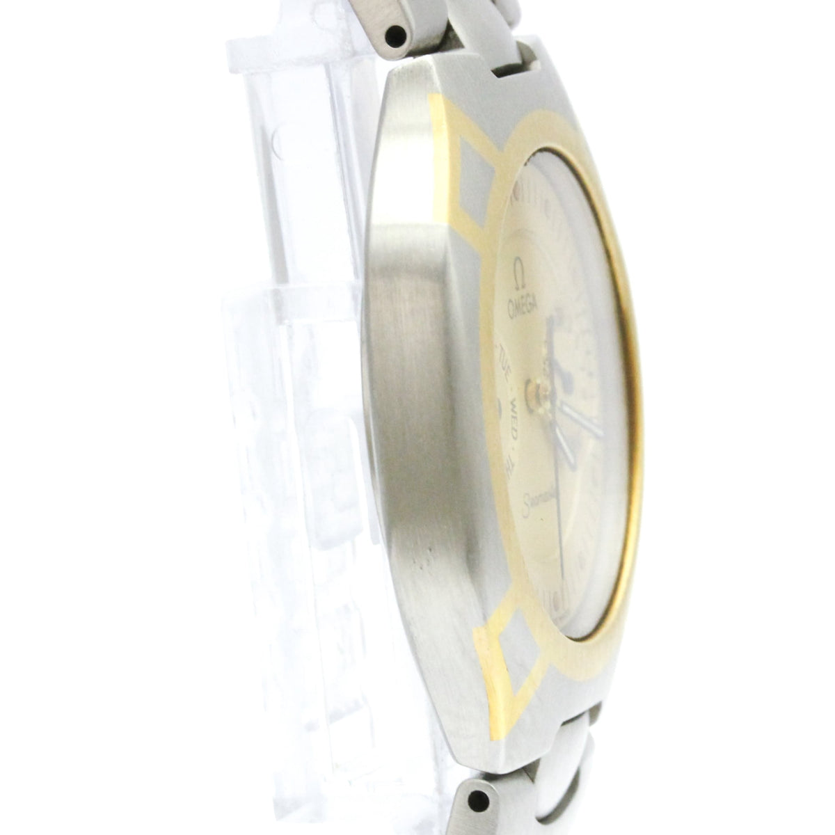 Pre-Owned OMEGA Seamaster Polaris Day Date 18K Gold Steel Watch 396.1022 Polished