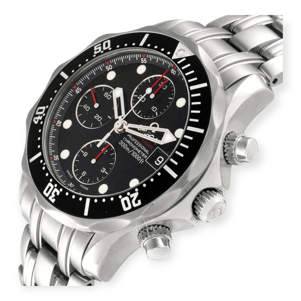 Pre-Owned Omega Seamaster Chronograph 213.30.42.40.01.001 Black Dial Steel Mens Watch