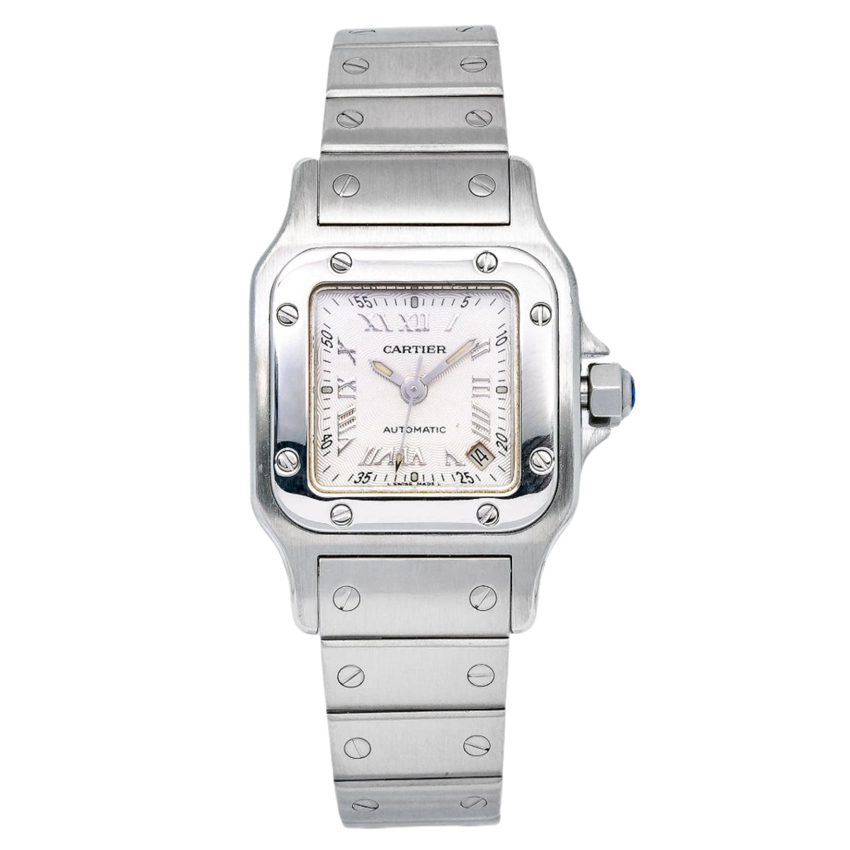 Pre-Owned Cartier Santos Galbée 24MM W20040D6 / 2423 Silver Roman Dial Stainless Steel Bracelet