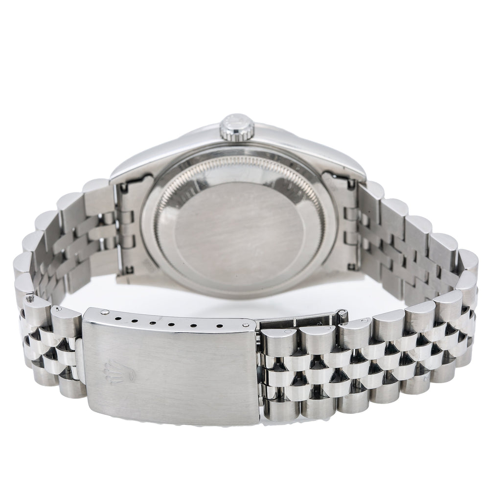 Pre-Owned Rolex Datejust 16220 36mm Green Diamond Dial Stainless Steel Jubilee Bracelet Watch