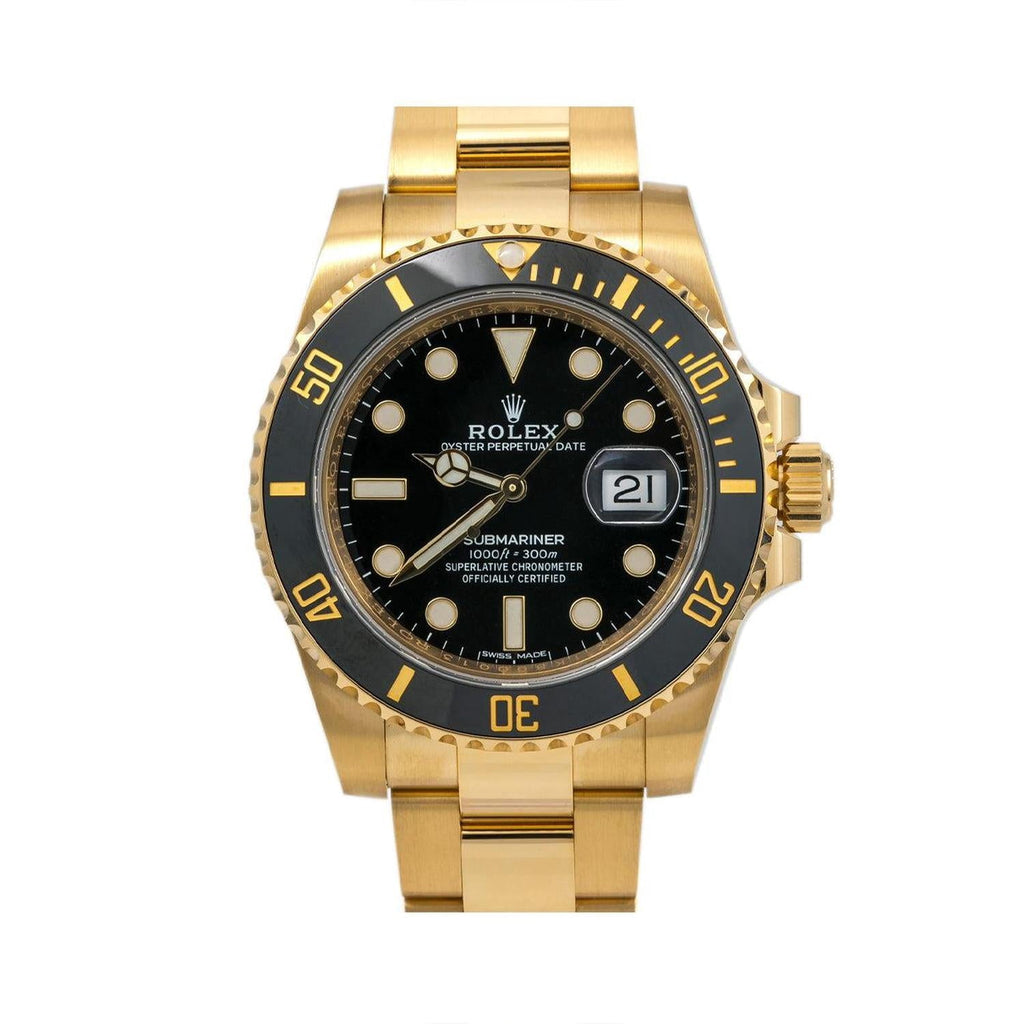Pre-Owned Rolex Submariner Date 40MM 116618LN Black Dial Black Ceramic Bezel 18K Yellow Gold Oyster Bracelet