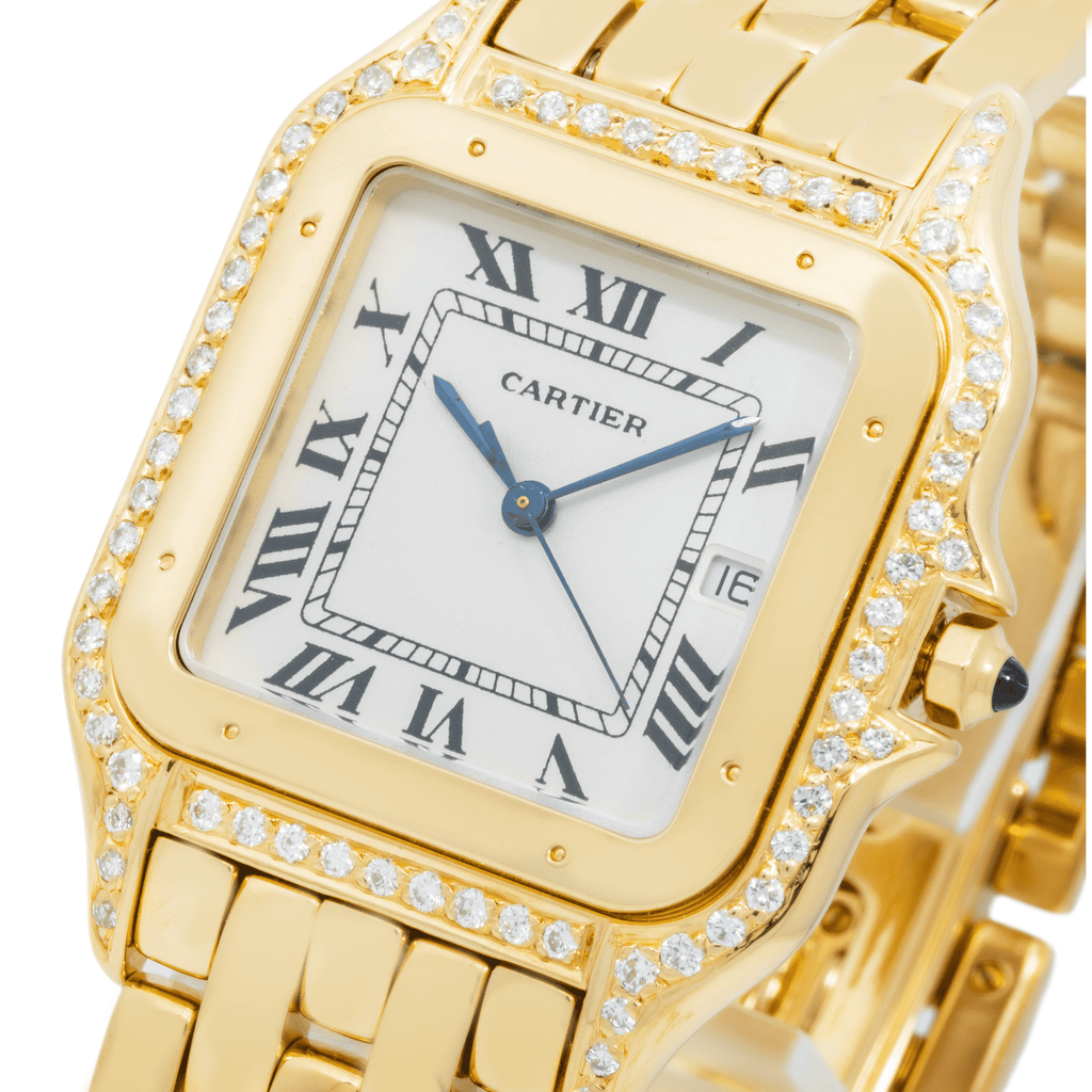 Pre-Owned Cartier 18K Yellow Gold Panthere De Cartier 883969 Large Diamond Watch