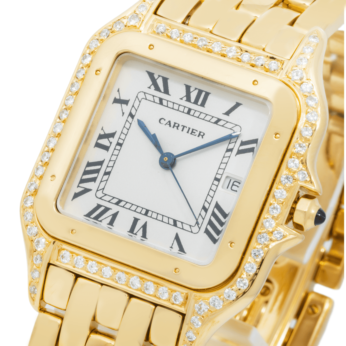 Pre-Owned Cartier 18K Yellow Gold Panthere De Cartier 883969 Large Diamond Watch