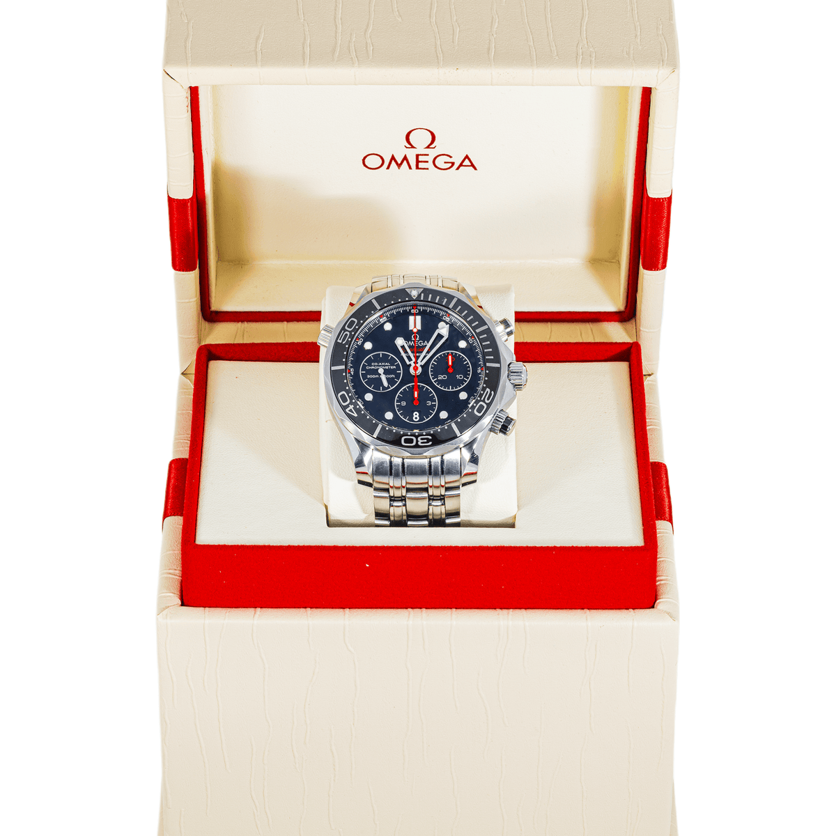 Pre-Owned Omega Seamaster Diver 300M Chronograph 42mm Black Dial Stainless Steel Bracelet Watch