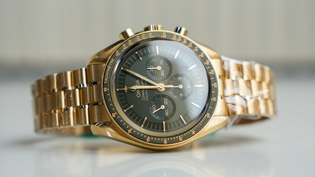 Pre-Owned Omega Speedmaster Moonwatch Professional - 42mm Green Dial in 18K Moonshineâ„¢ Gold
