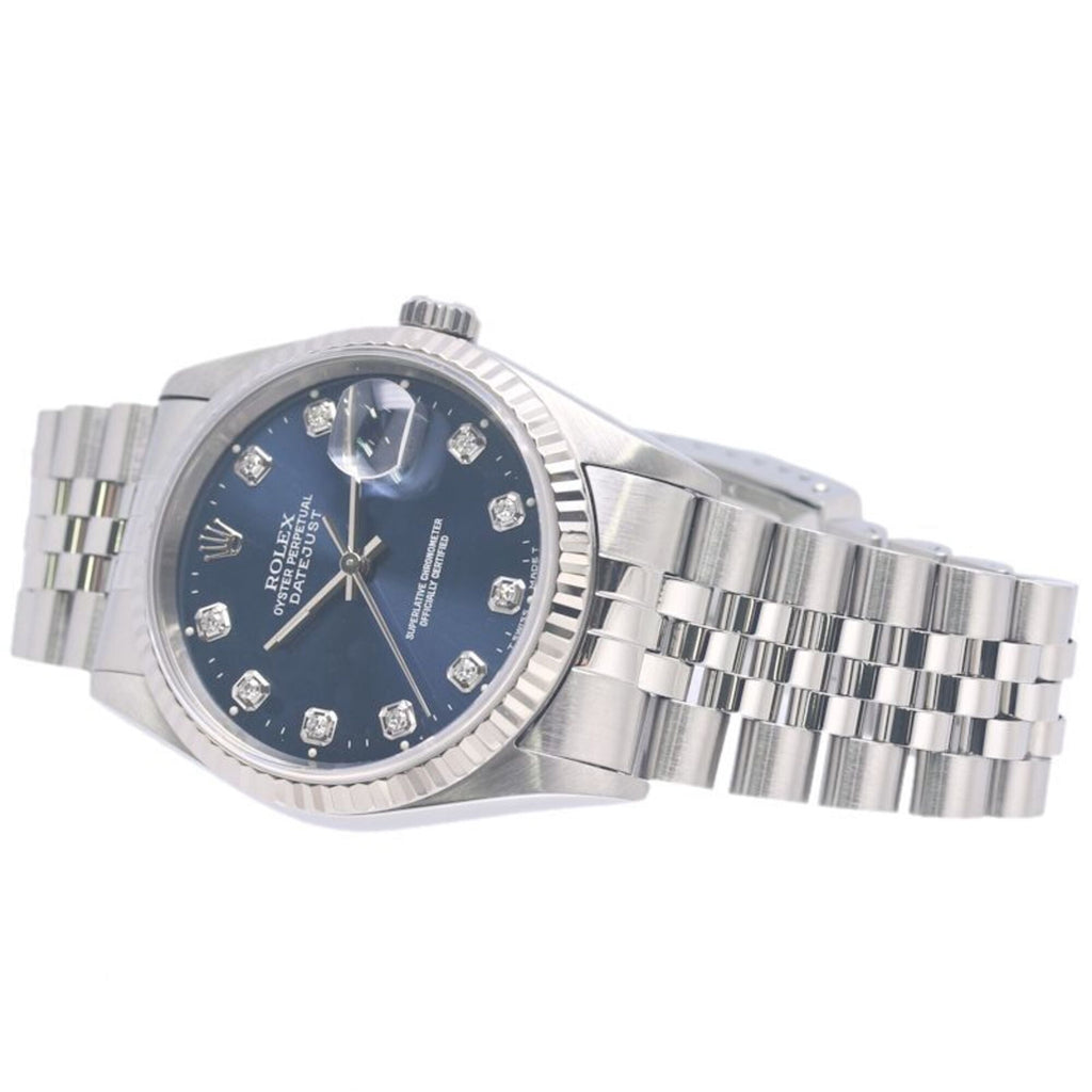 Pre-Owned ROLEX Datejust 10P Diamond 16234G Men's Watch 18K White Gold x Stainless Steel 40300