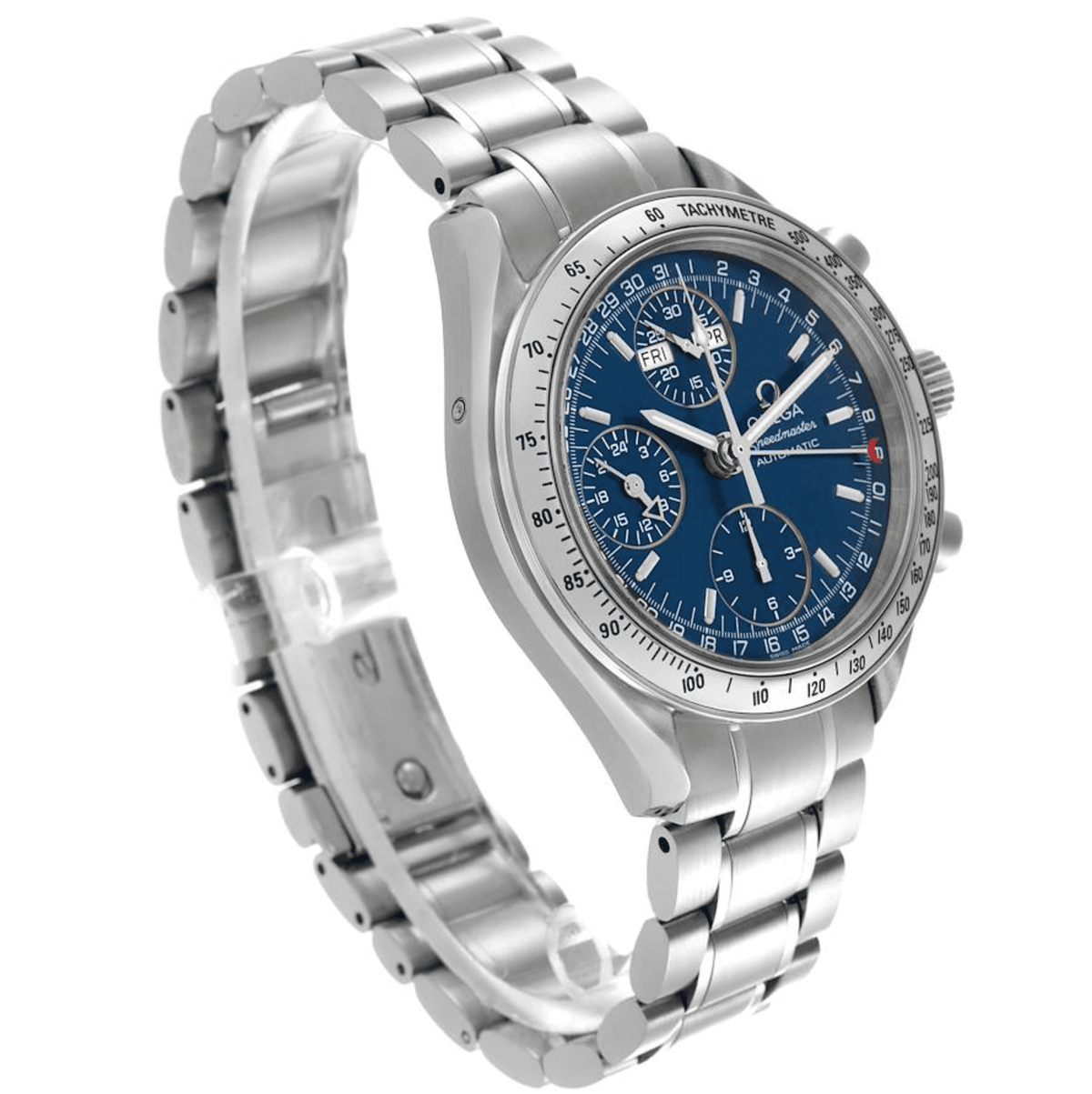 Pre-Owned Omega Speedmaster Day-Date 3523.80.00 â€“ 39mm Blue Dial with Stainless Steel Bracelet