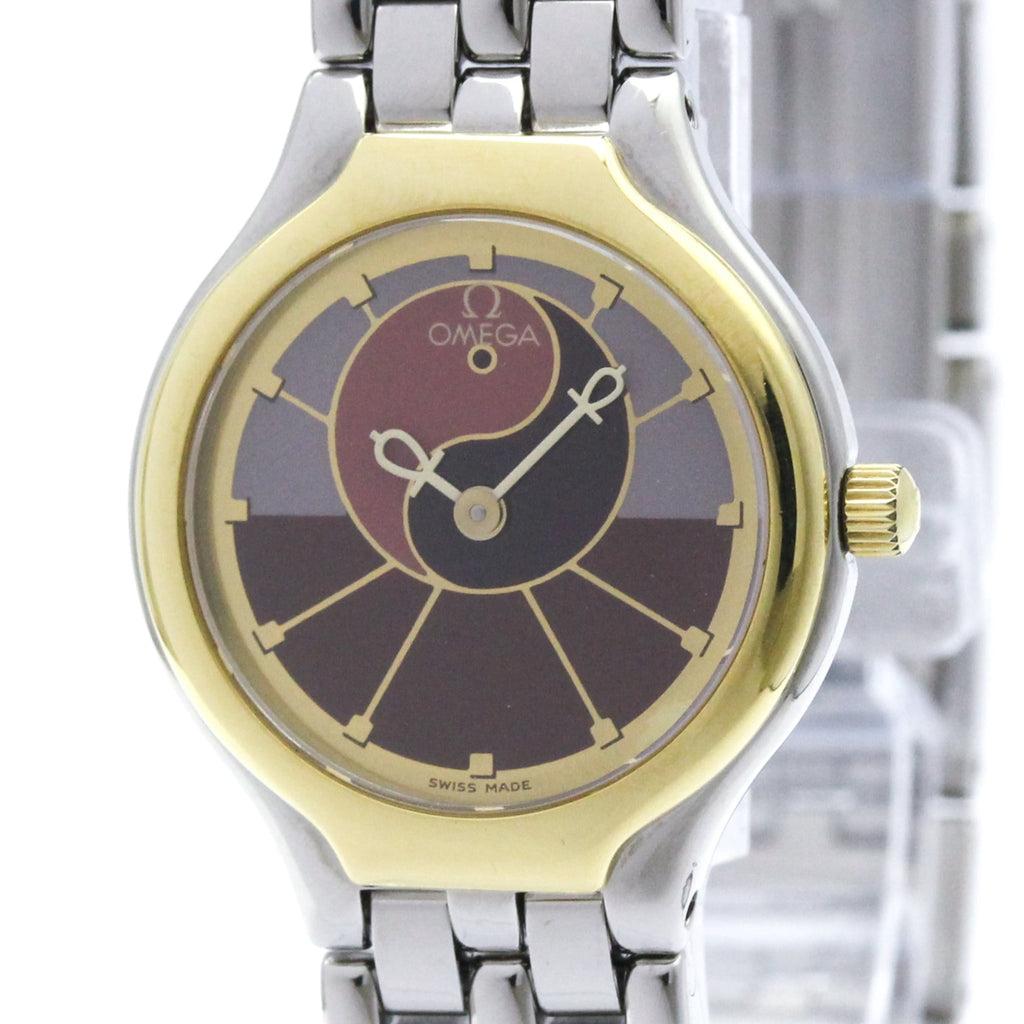 Pre-Owned OMEGA De Ville Symbol 18K Gold Steel Quartz Ladies Watch 795.0901 Polished