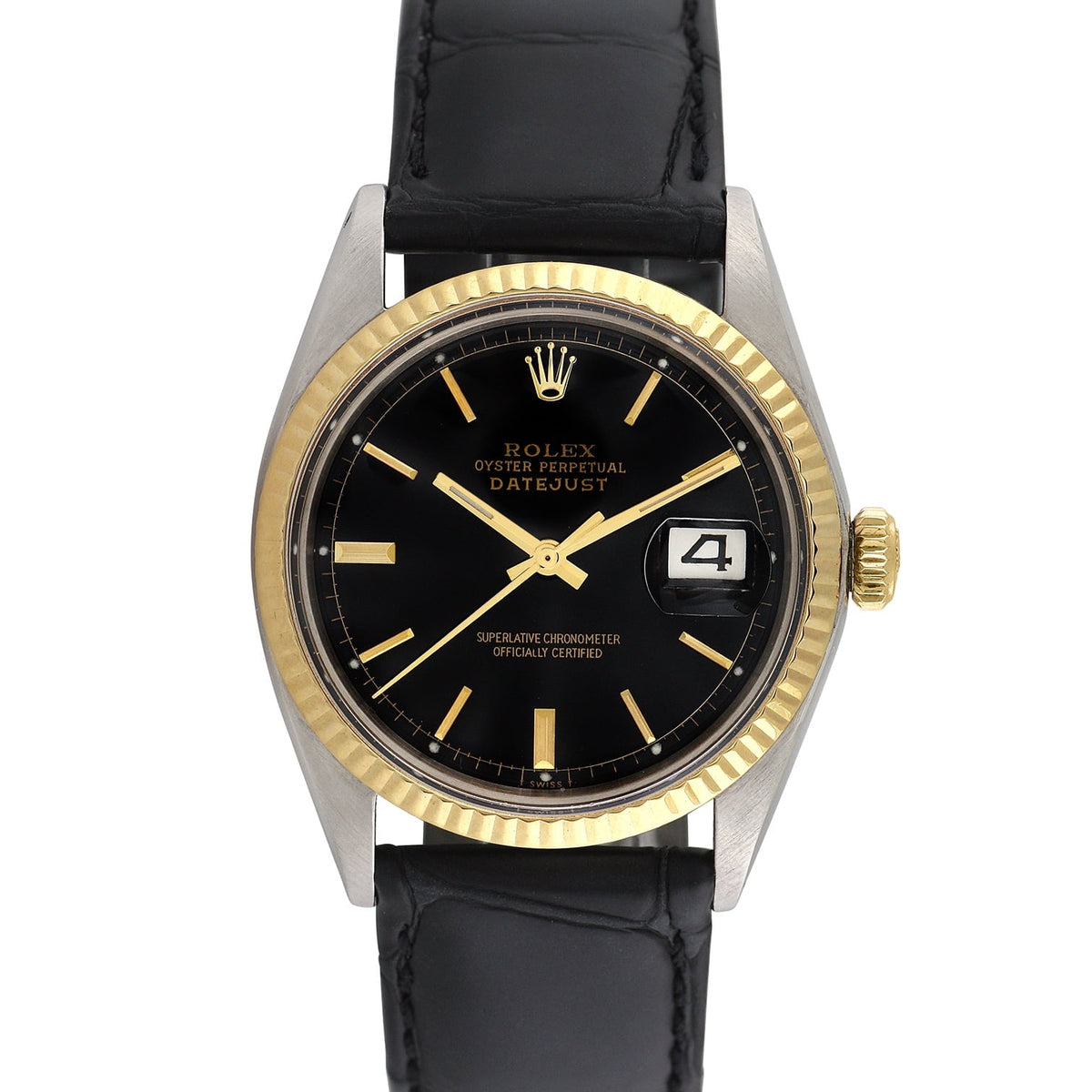Pre-Owned Rolex Men's Datejust 36mm Generic black leather Wristwatch
