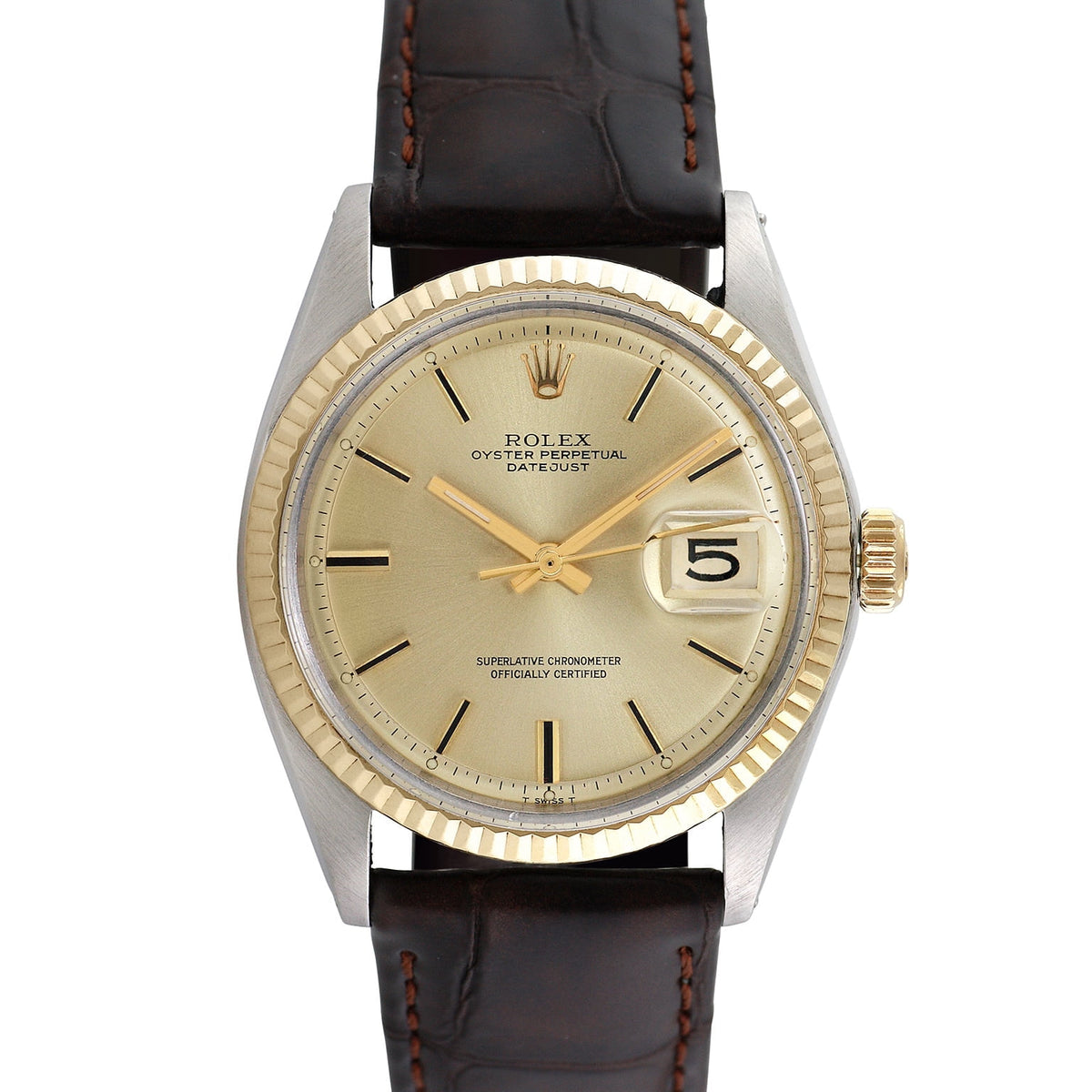 Pre-Owned Rolex Men's Datejust 36mm Generic brown leather Wristwatch