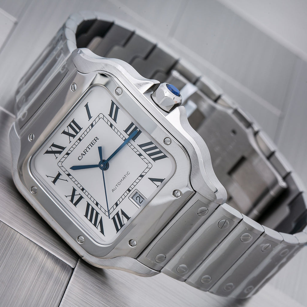 Pre-Owned Cartier Santos WSSA0030 40mm White Dial With Stainless Steel Bracelet