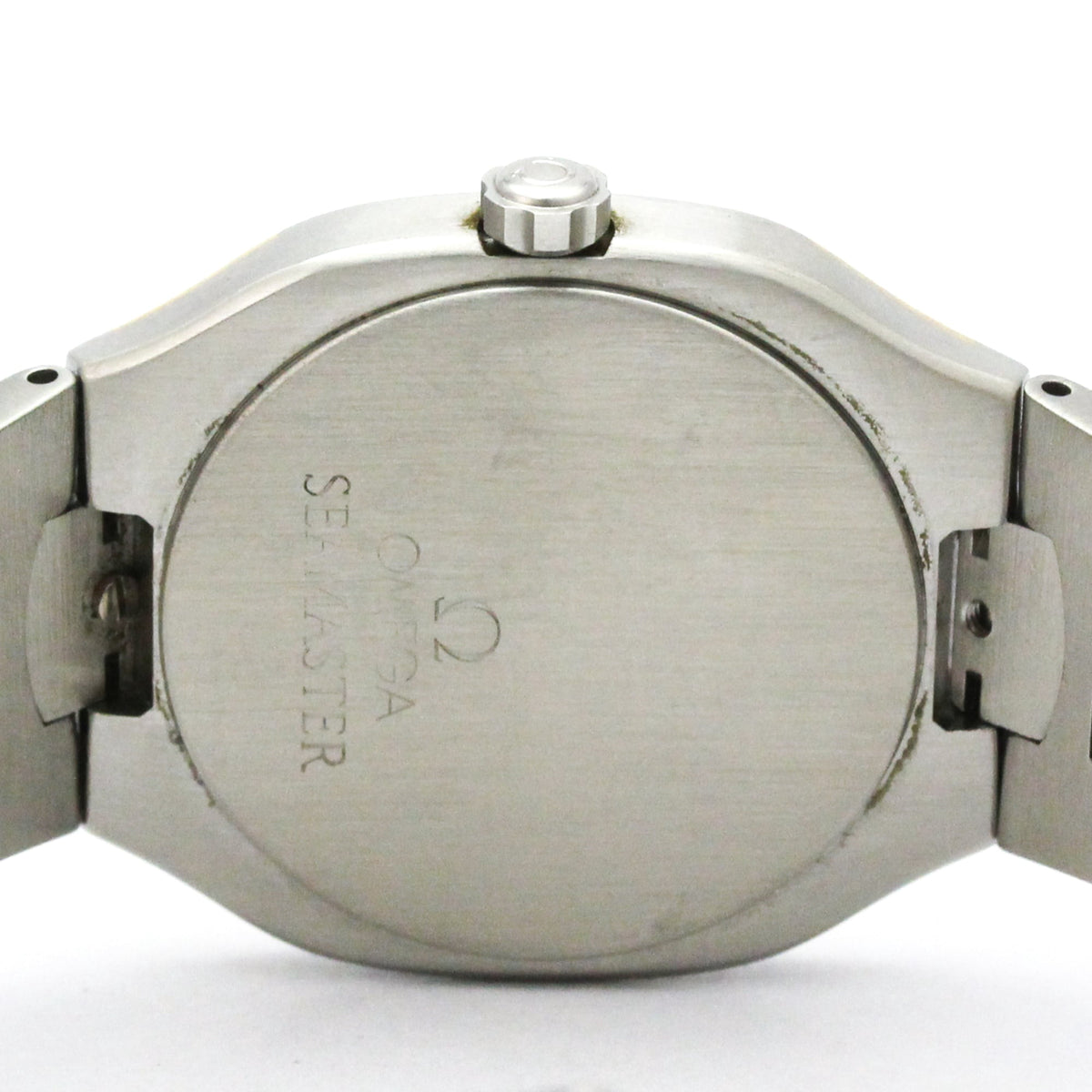 Pre-Owned OMEGA Seamaster Polaris Day Date 18K Gold Steel Watch 396.1022 Polished