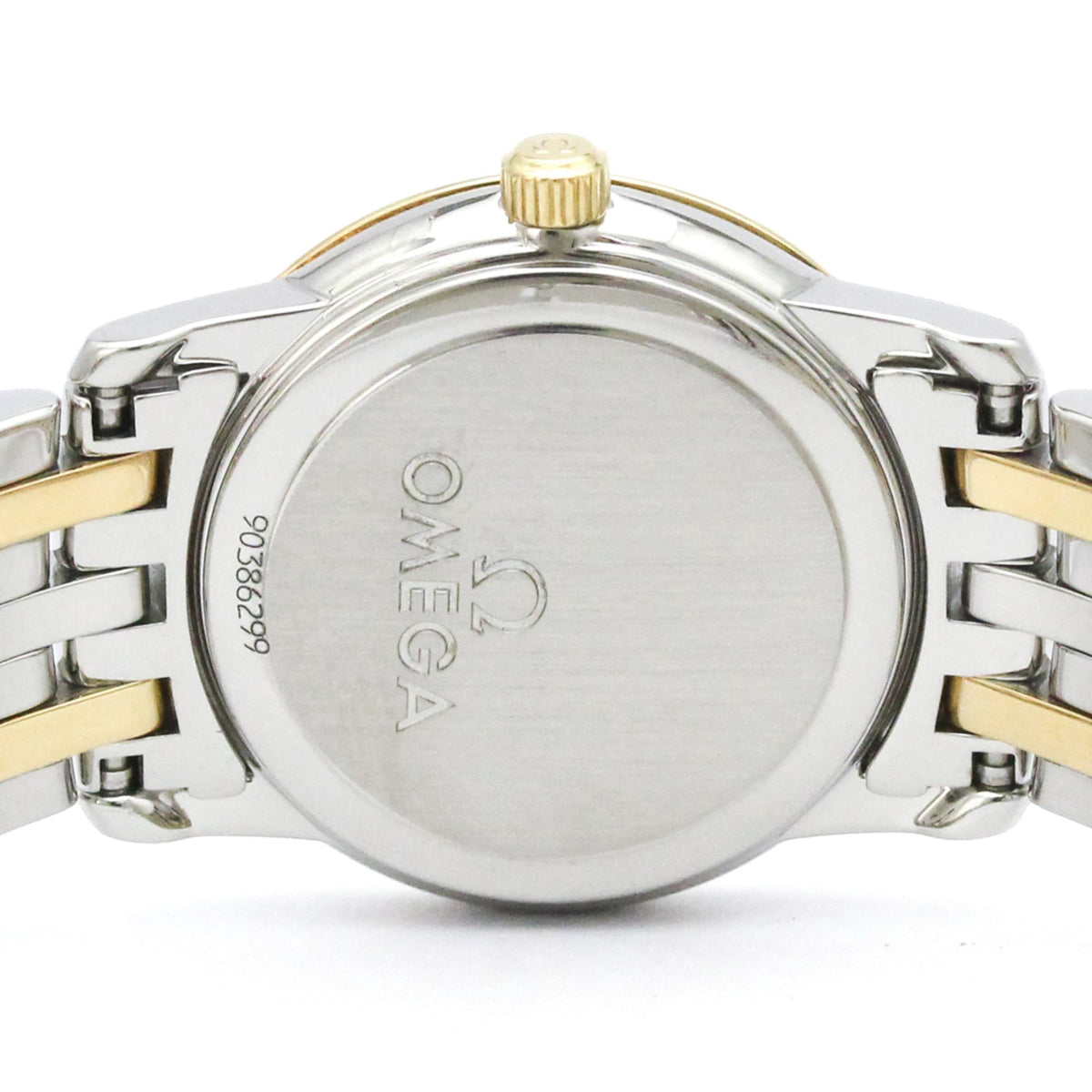 Pre-Owned OMEGA De Ville Prestige Diamond MOP Dial 18K Gold Steel Watch 4375.75 Polished