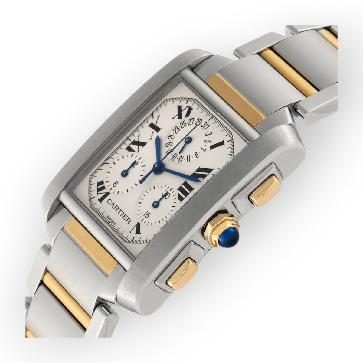 Pre-Owned Cartier Tank Française Chronograph W51004Q4 – 28mm White Dial | Stainless Steel Bracelet