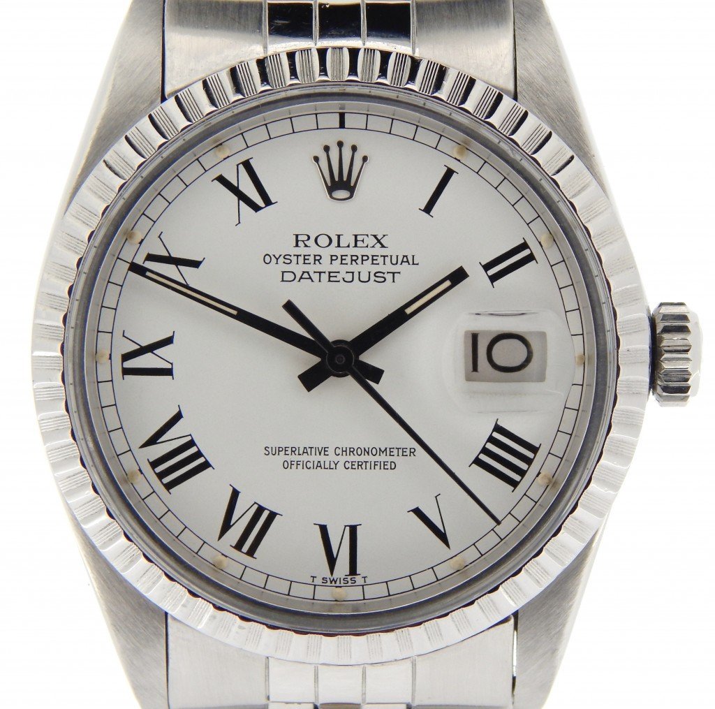 Pre-Owned Mens Rolex Stainless Steel Datejust White Roman 16030