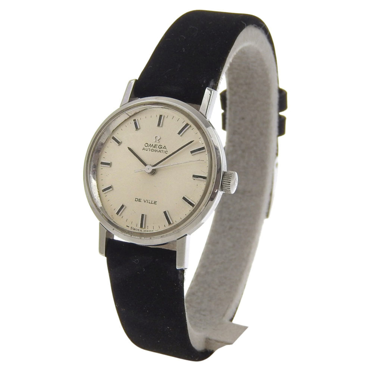 Pre-Owned Omega De Ville 565.005 Women's Watch - Stainless Steel x Leather Strap, Silver,...