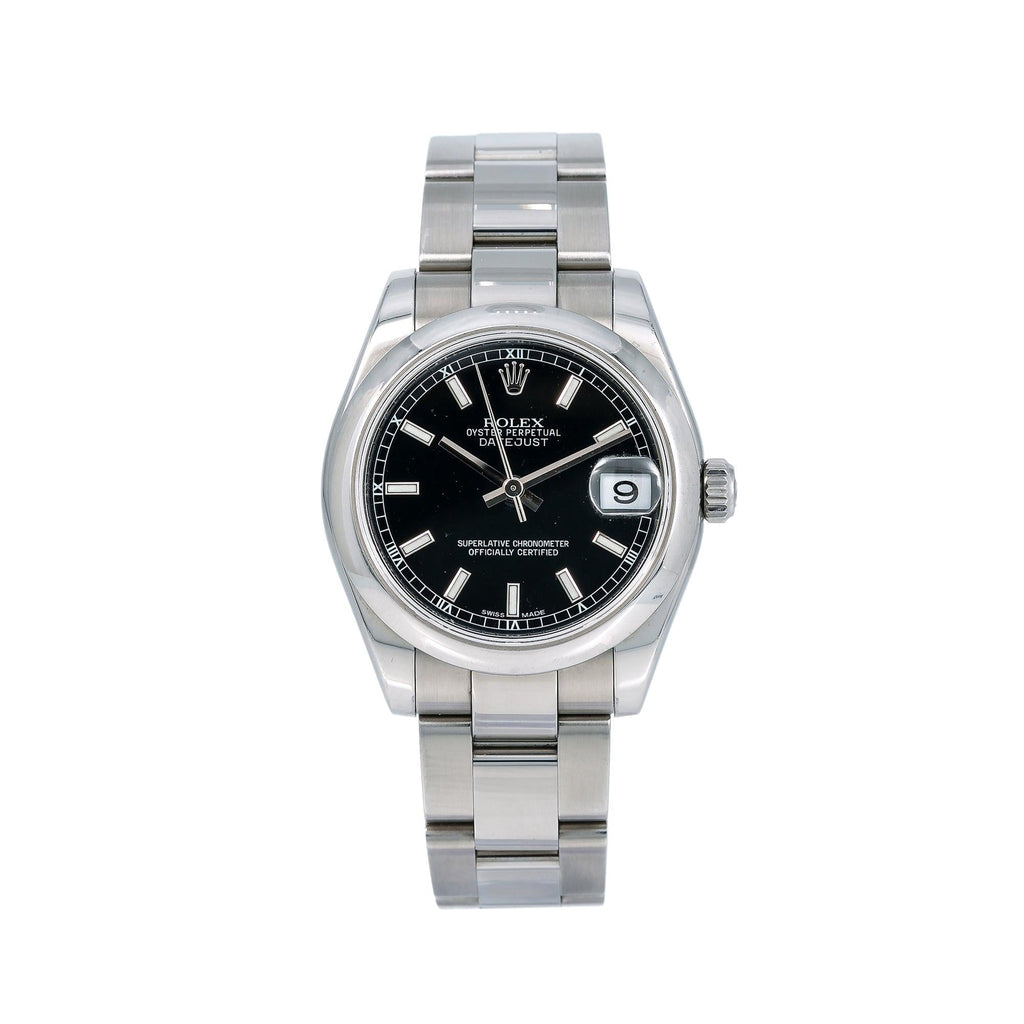 Pre-Owned Rolex Datejust 31MM 178240 Black Dial Smooth Bezel Stainless Steel Oyster Bracelet