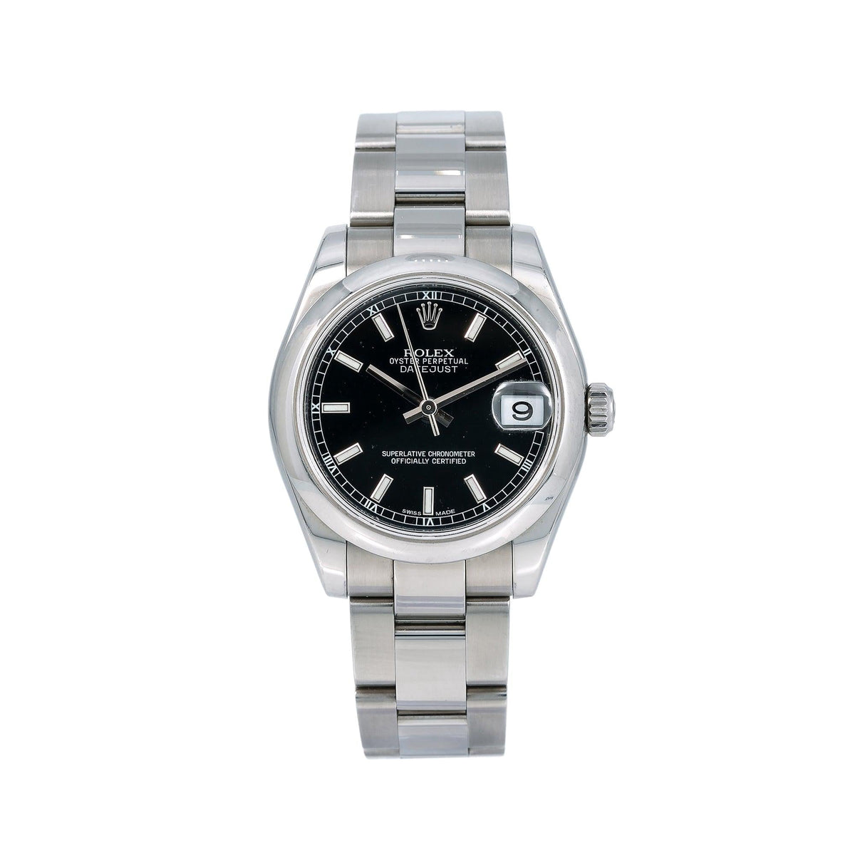 Pre-Owned Rolex Datejust 31MM 178240 Black Dial Smooth Bezel Stainless Steel Oyster Bracelet