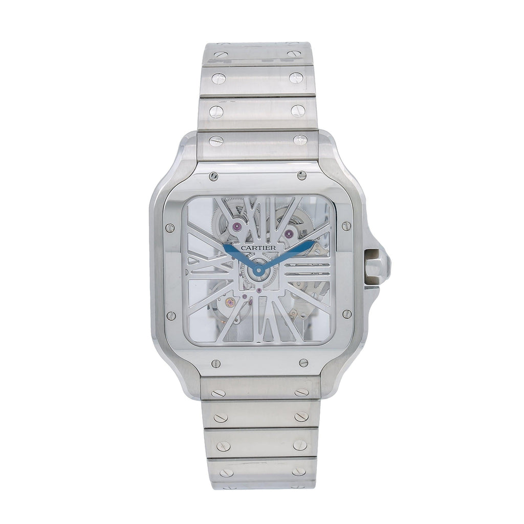 Pre-Owned Cartier Santos WHSA0015 39.8MM White Dial With Stainless Steel Bracelet