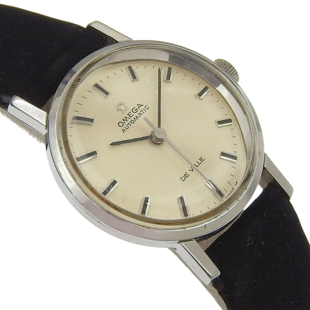 Pre-Owned Omega De Ville 565.005 Women's Watch - Stainless Steel x Leather Strap, Silver,...
