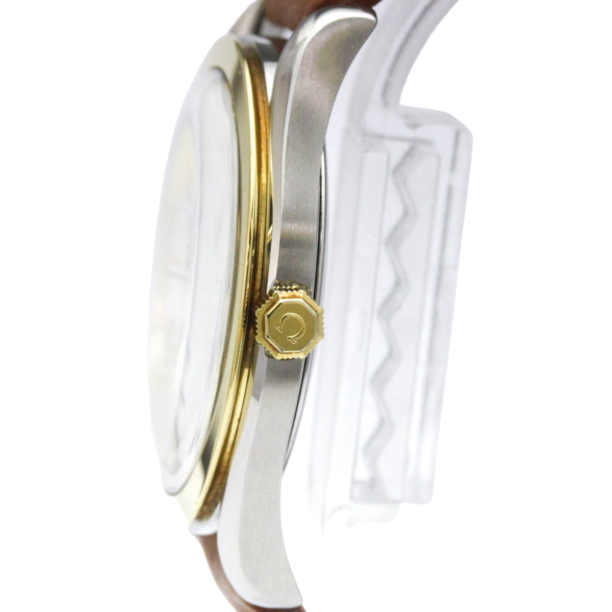 Pre-Owned OMEGA Automatic 18K Gold Steel Automatic Mens Watch 166.0285 Polished