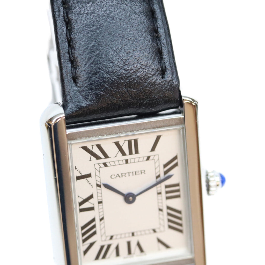 Pre-Owned Cartier WSTA0030 Tank Solo SM Quartz Watch with Silver Dial - Men's