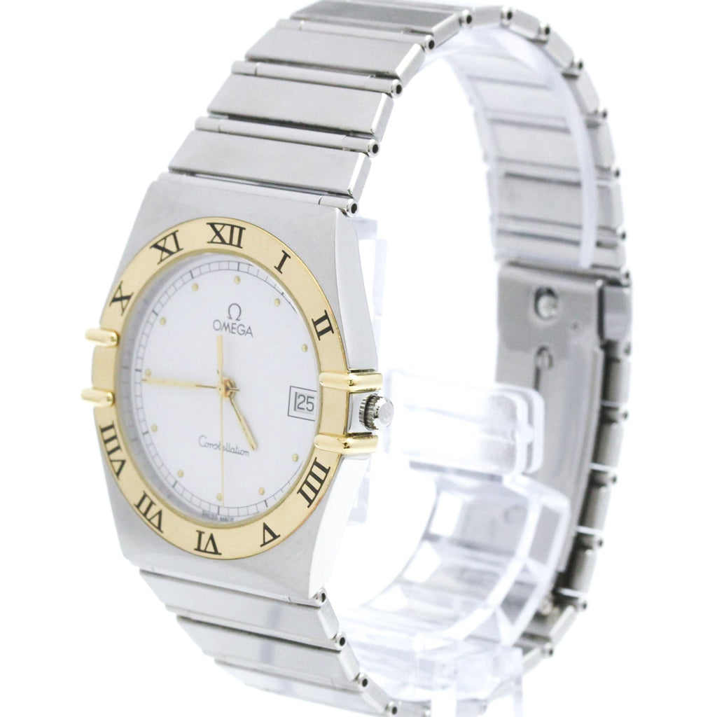 Pre-Owned OMEGA Constellation 18K Gold Steel Quartz Mens Watch 396.1070 Polished