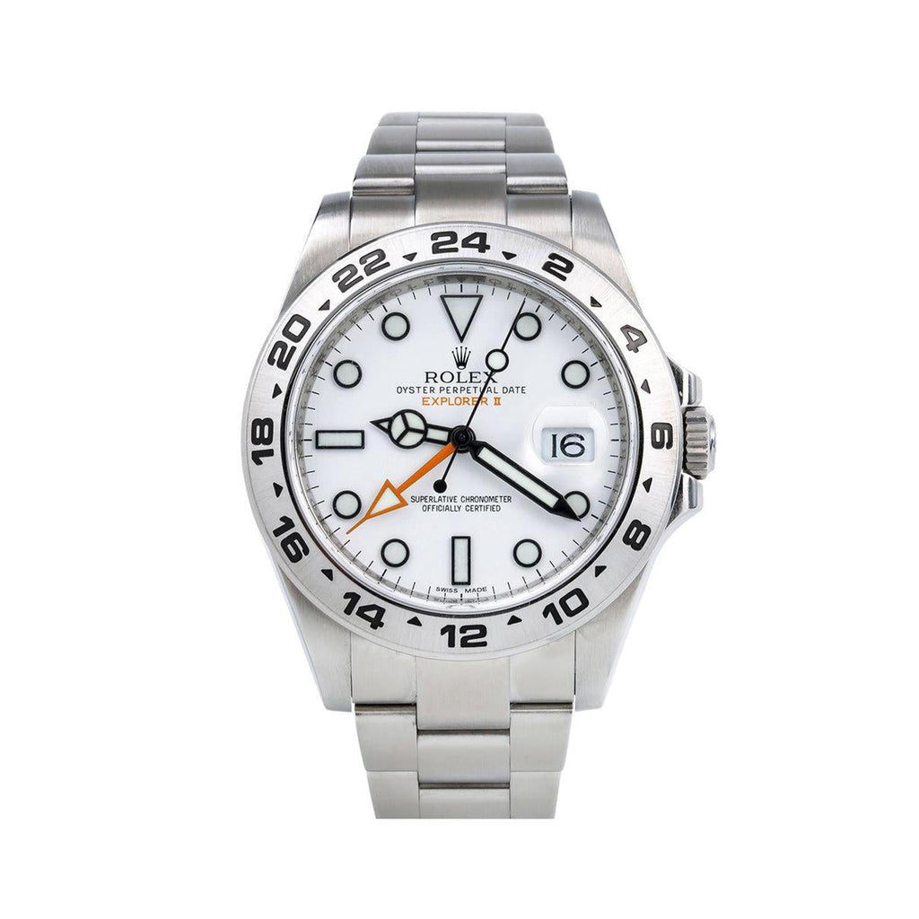 Pre-Owned Rolex Explorer II 42MM 216570 Polar White Dial Stainless Steel Bezel Stainless Steel Oyster Bracelet