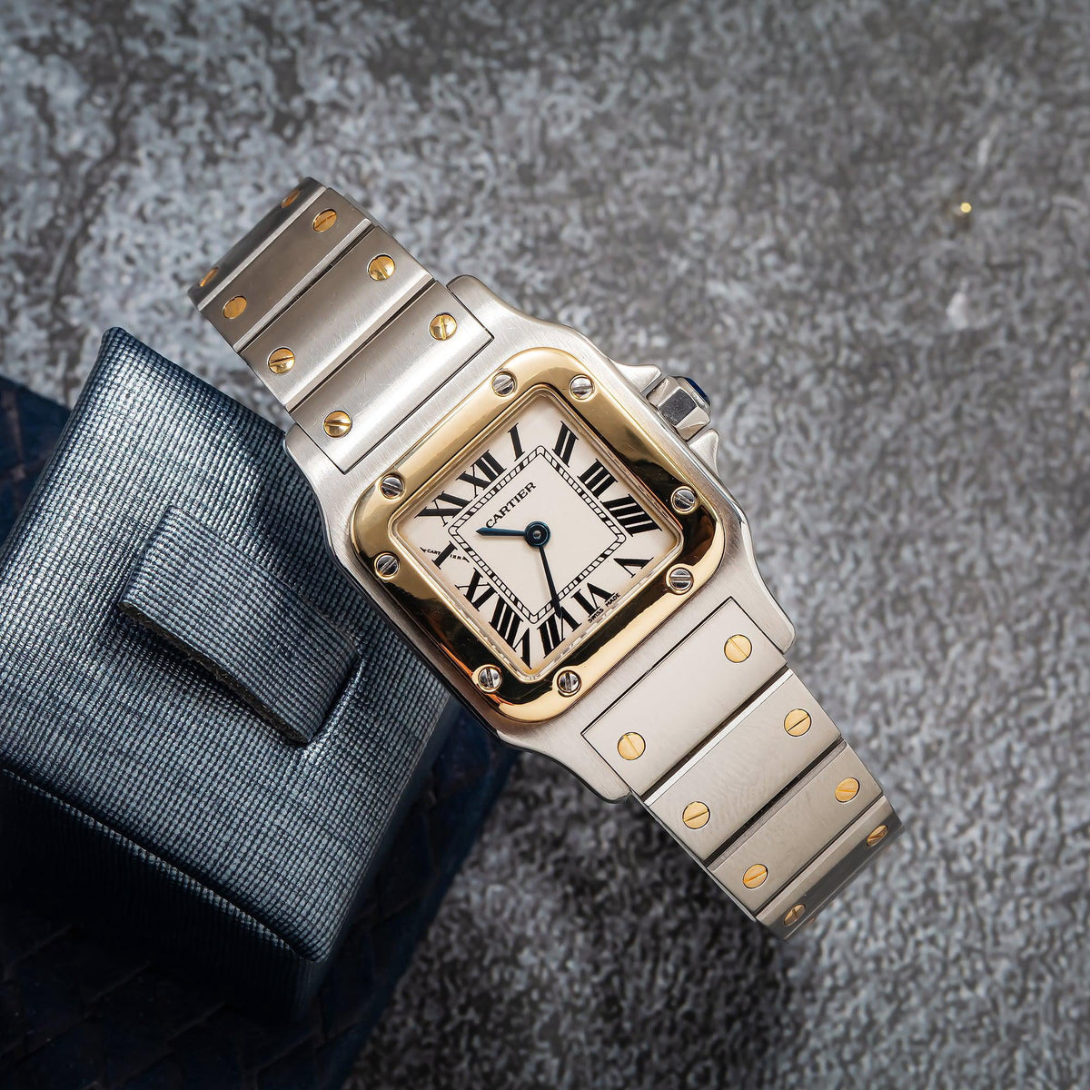 Pre-Owned Cartier Santos Galbee W20012C4 24MM Cream Dial With Two Tone Bracelet