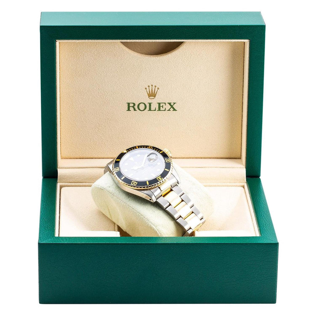Pre-Owned Rolex Submariner Date 40MM 16613 Black Dial Black Ceramic Bezel Two Tone Yellow Gold Oyster Bracelet