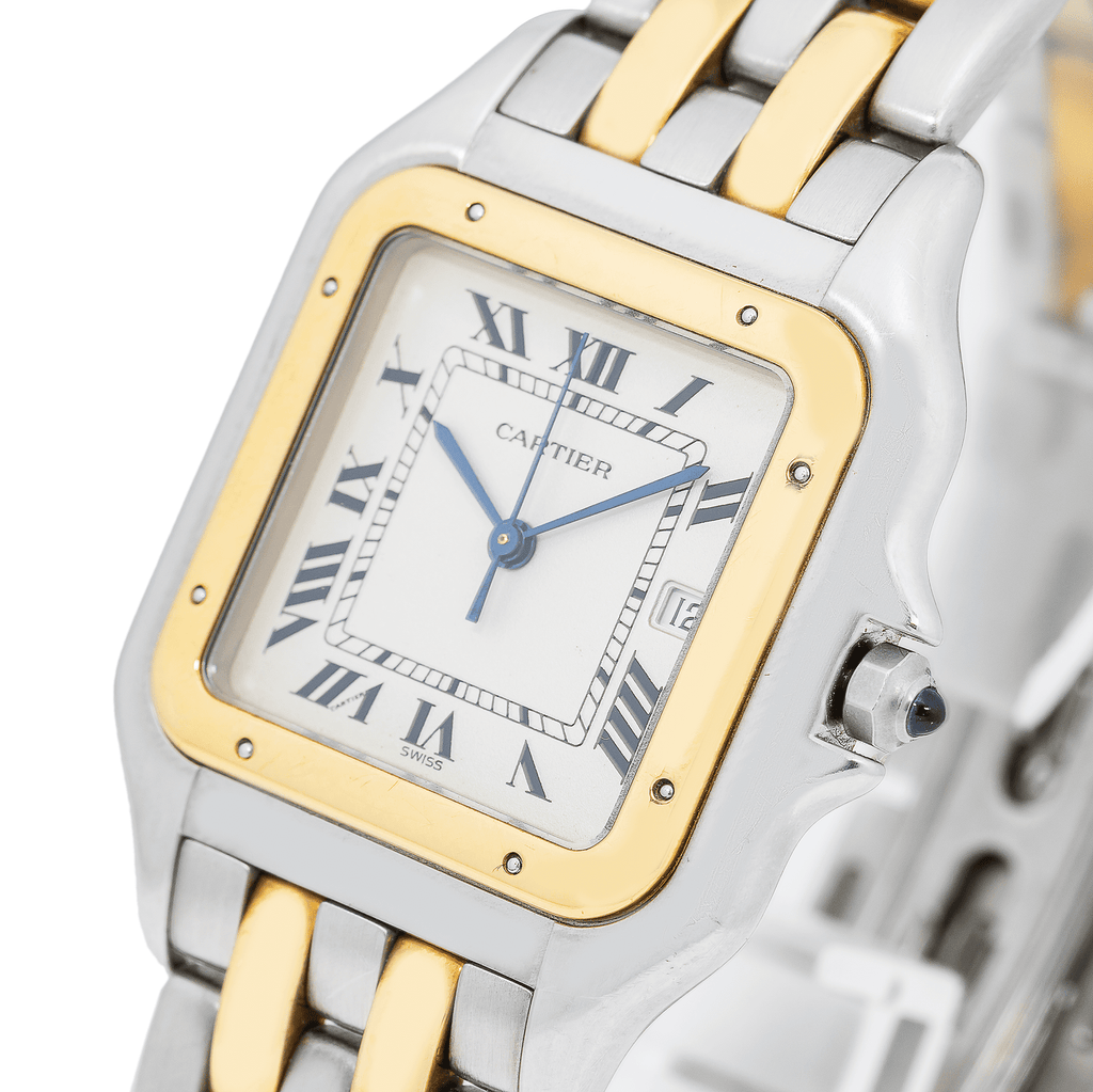 Pre-Owned Cartier Panthère 29MM W515527 Silver Roman Dial Yellow Gold Bezel Two Tone Yellow Gold Bracelet