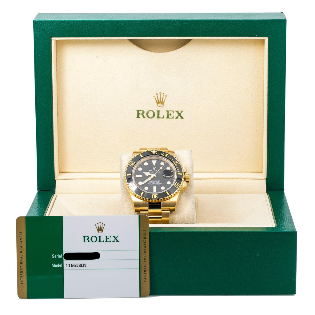 Pre-Owned Rolex Submariner Date 40MM 116618LN Black Dial Black Ceramic Bezel 18K Yellow Gold Oyster Bracelet