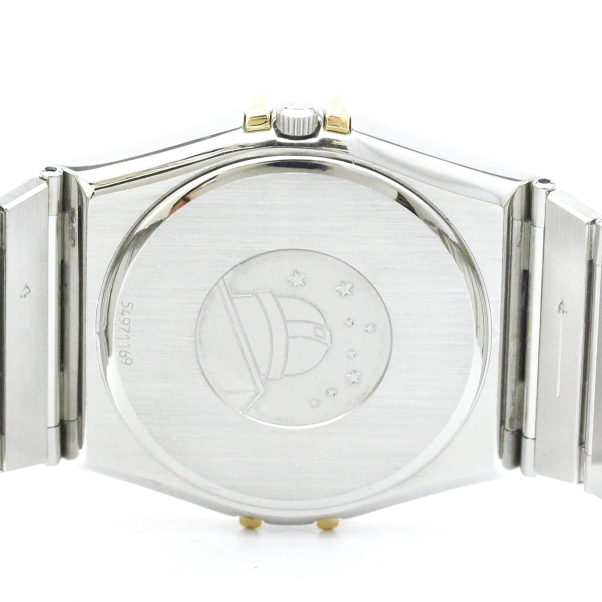 Pre-Owned OMEGA Constellation 18K Gold Steel Quartz Mens Watch 396.1070 Polished