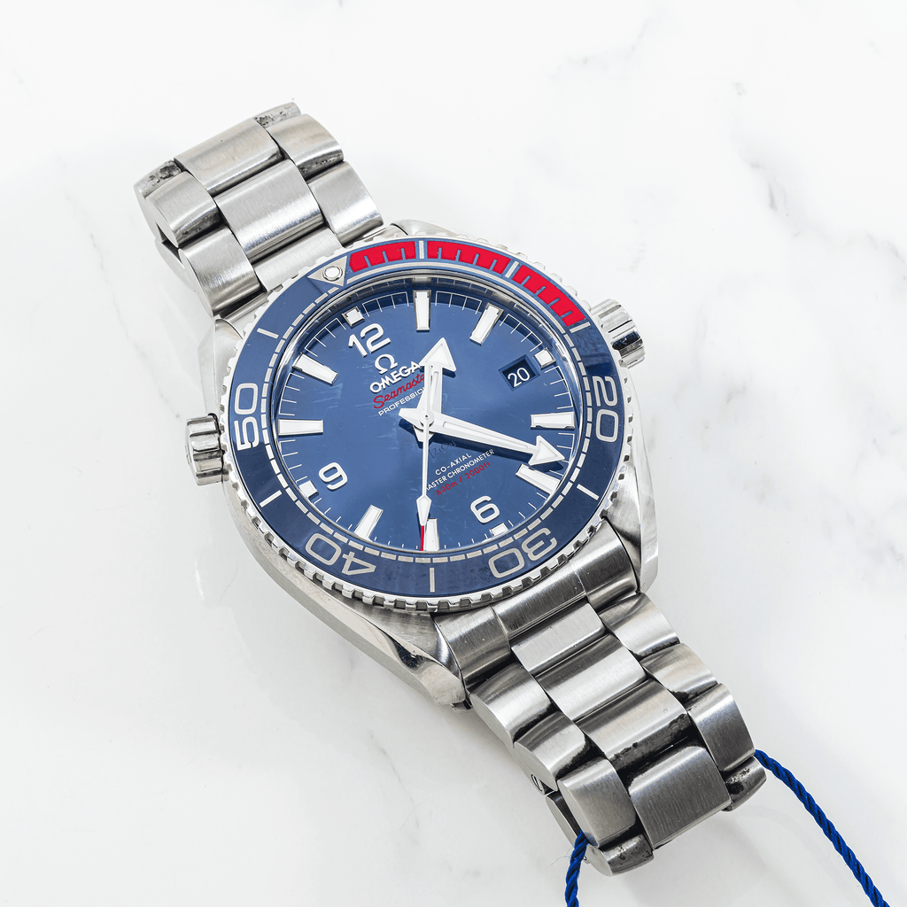 Pre-Owned Omega Seamaster Planet Ocean 600M 43.5mm Blue Dial Stainless Steel Bracelet Watch