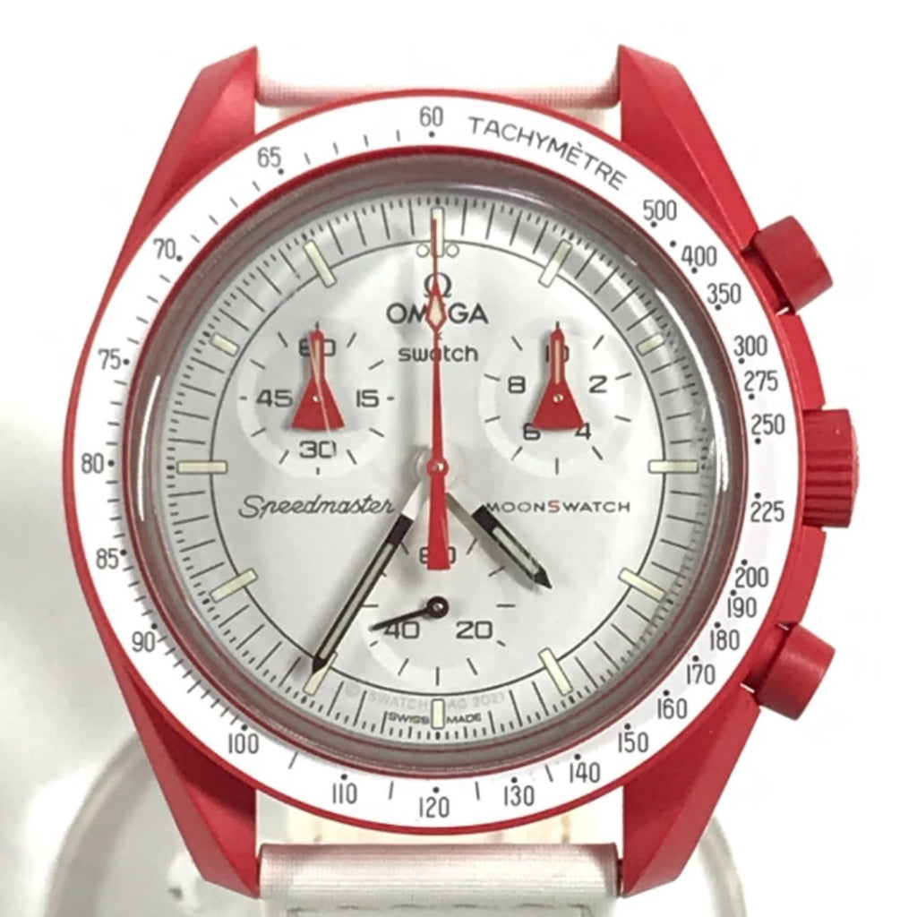 Pre-Owned OMEGA Swatch SO33R100 Omega collaboration Moon MISSION TO MARS Mars watch for women,...