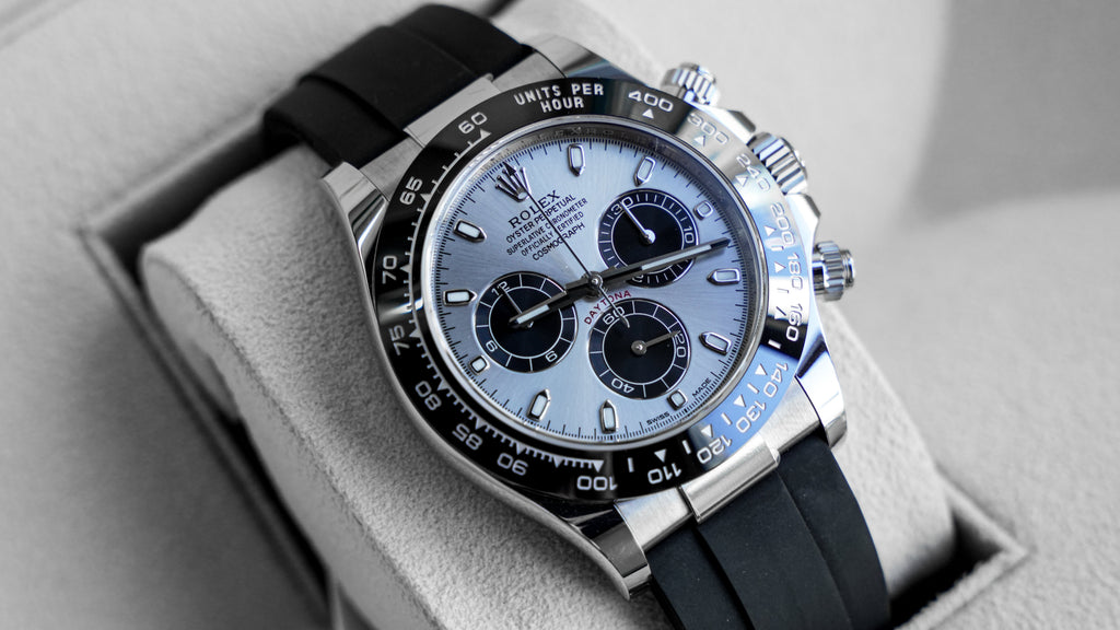 Pre-Owned Rolex Cosmograph Daytona 116519LN-0006 â€“ White Gold with Black Ceramic Bezel & Oysterflex Rubber Strap