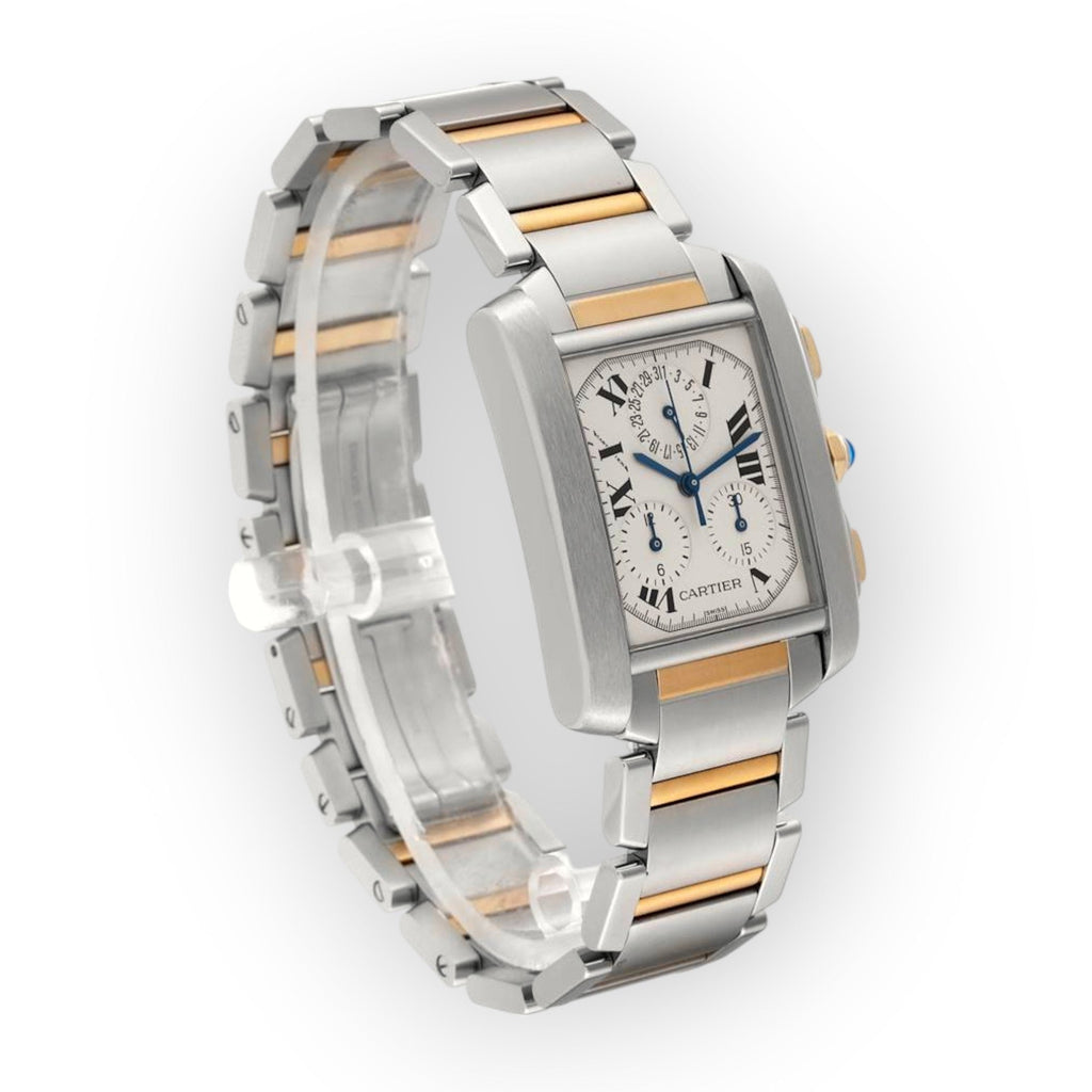 Pre-Owned Cartier Tank Française Chronograph W51004Q4 – 28mm White Dial | Stainless Steel Bracelet