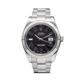 Pre-Owned Rolex Datejust 41MM 116334 Black Roman Dial Fluted Bezel Stainless Steel Oyster Bracelet