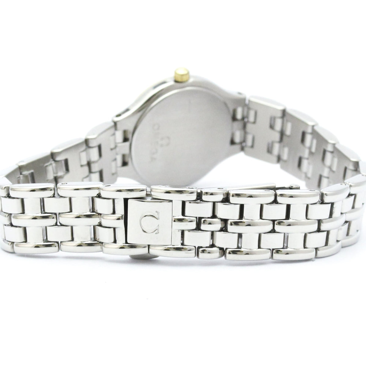 Pre-Owned OMEGA De Ville Symbol 18K Gold Steel Quartz Ladies Watch 795.0901 Polished