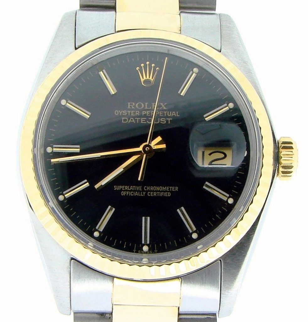 Pre-Owned Mens Rolex Two-Tone Datejust Black 16013
