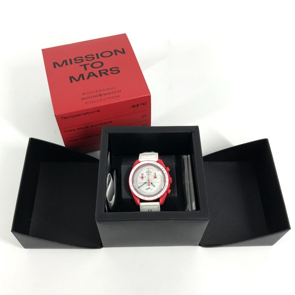 Pre-Owned OMEGA Swatch SO33R100 Omega collaboration Moon MISSION TO MARS Mars watch for women,...
