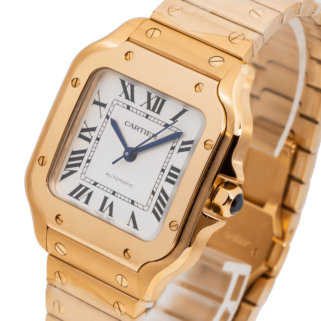 Pre-Owned CARTIER SANTOS DE CARTIER WGSA0029 39.8MM WHITE DIAL WITH YELLOW GOLD BRACELET