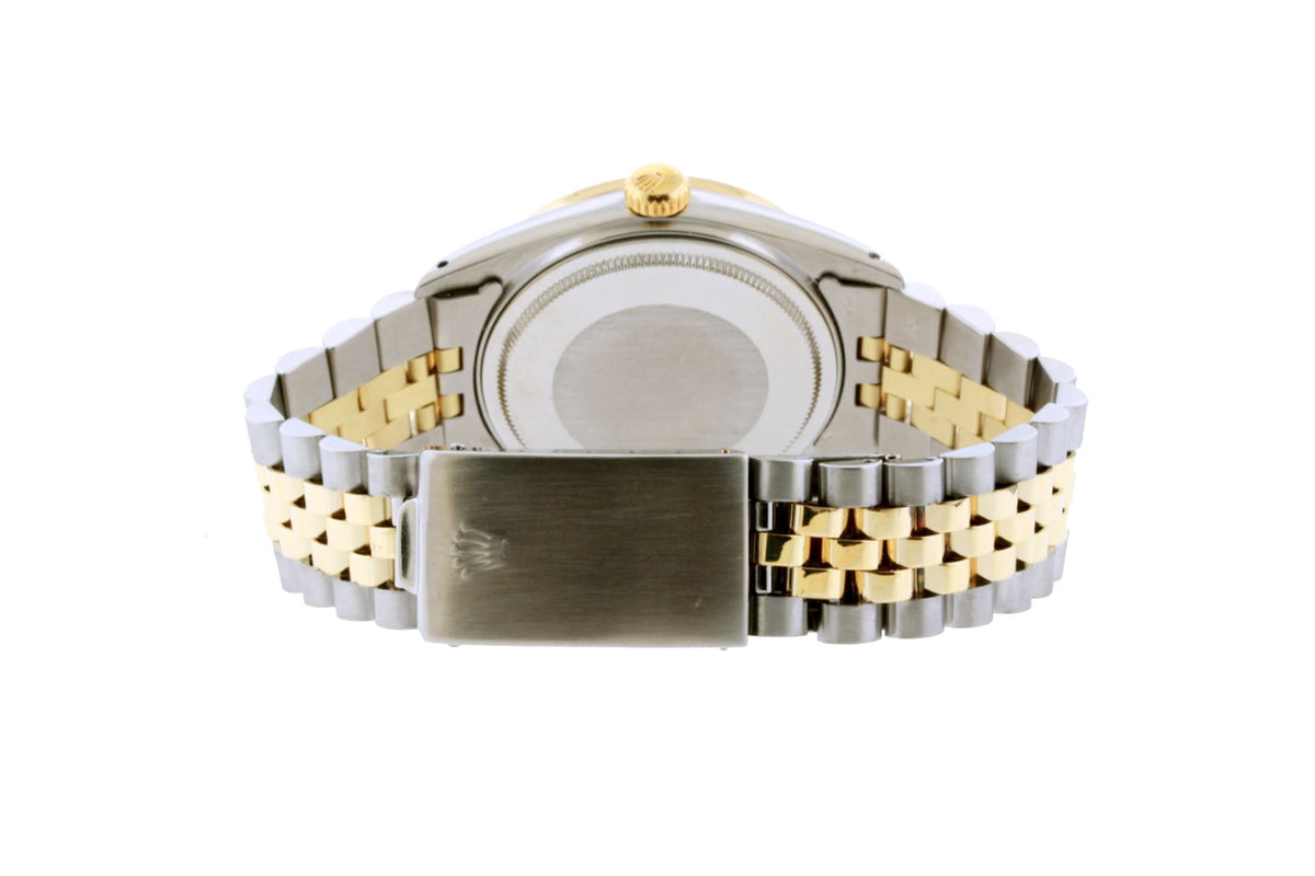 Pre-Owned Rolex Datejust 36mm White Dial Two-Tone Bracelet Watch With Diamond Bezel